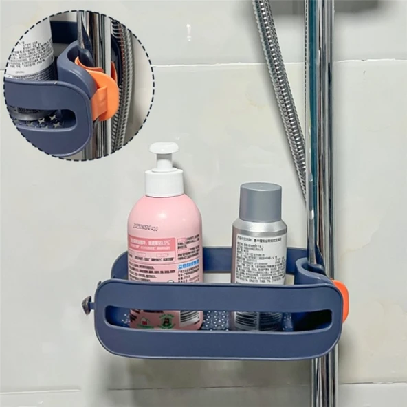 Şampuanlık Sabunluk Süngerlik Banyo Mutfak Düzenleyici Askılı Ayarlanabilir Vakumlu Organizer - 3