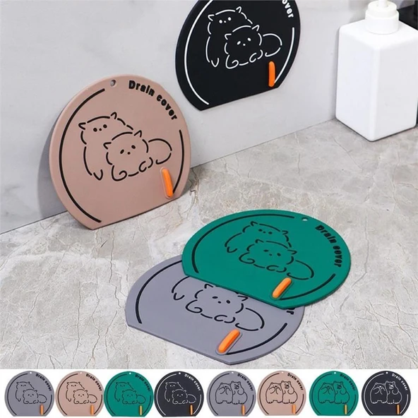 Gri Renk 3 Adet Kötü Koku Önleyici Silikon Mat Banyo Mutfak Lavabo Balkon Gider Tıpa Tıkacı Kapak - Resim 8