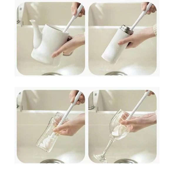 Beyaz Yaprak Model Silikon Uçlu Ekstra Yumuşak Bardak Şişe Ve Biberon Temizleme Fırçası - 7