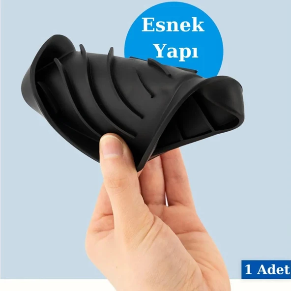 Turkuaz Silikon Su Giderli Sabunluk Vantuzlu Esnek Yapılı Mutfak Banyo Duvar Tipi Sabun Kabı - 5