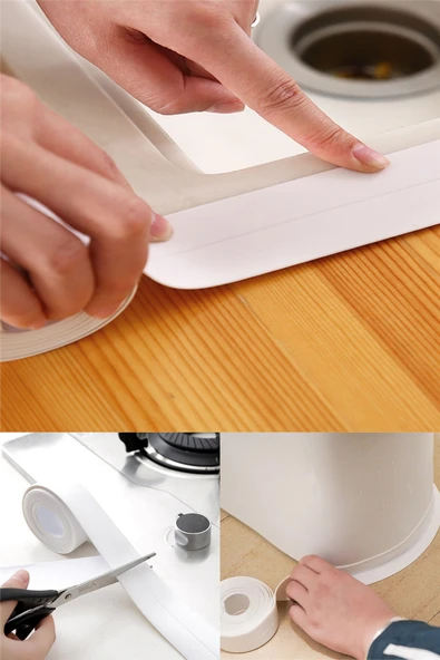 3,2 Mt Gri Renk Su Sızdırmaz Geçirmez Bant Lavabo Küvet Tezgah Kenar Banyo Mutfak Pencere Yalıtım - Resim 2