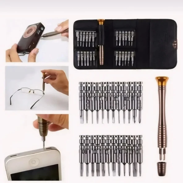 25 Parça Taşınabilir Tornavida Seti Telefon Saat Elektronik Tamir İçin Hassas Uçlu Mini Set - 5
