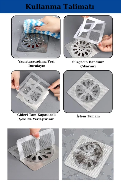 10 Adet Banyo Gider Süzgeci Saç Yakalayıcı Süzgeç Banyo Duş Gider Tıkanık Önleyici Süzgeç - 3