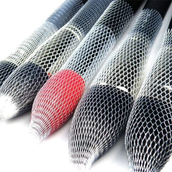 Makyaj Far Allık Kontür Eyeliner Fırça Koruyucu Set Esnek File Kapak Örgü Kılıf Seti 20li - 8