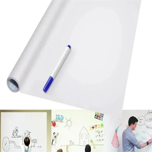 Kesilebilir Beyaz Tahta Kalem Hediyeli Duvar Dolap Mutfak Yapıştırılabilir Beyaz Yazı Tahtası - 2