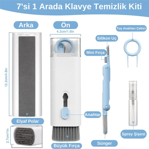 7 In 1 Çok Fonksiyonlu Ekran Bilgisayar Laptop Klavye Telefon Kamera Airpods Araç Temizleyici Kit - 2