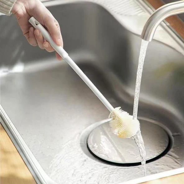 Beyaz Yaprak Model Silikon Uçlu Ekstra Yumuşak Bardak Şişe Ve Biberon Temizleme Fırçası - 4