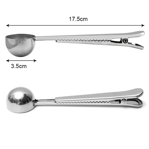 Paslanmaz Çelik Çay Kahve Bitki Çayı Mutfak Ölçü Kaşığı ve Paket Klipsi Silver - 8