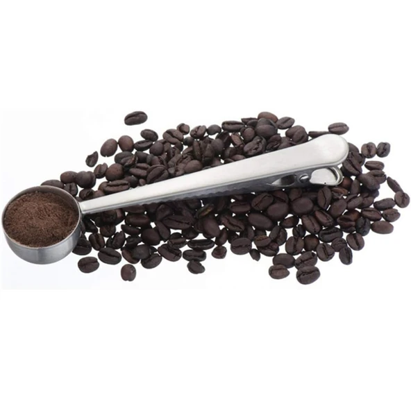 Paslanmaz Çelik Çay Kahve Bitki Çayı Mutfak Ölçü Kaşığı ve Paket Klipsi Silver - 6