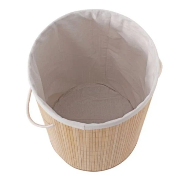 Dekoratif Doğal Oval Banyo Bambu Kirli Çamaşır Sepeti - 5
