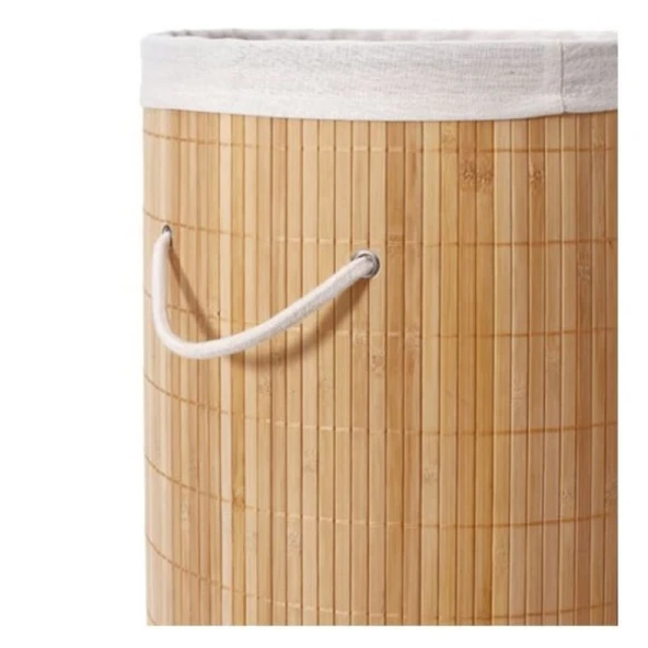 Dekoratif Doğal Oval Banyo Bambu Kirli Çamaşır Sepeti - 6