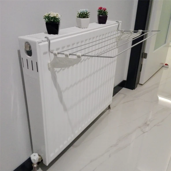 Kalorifer Üstü 5 Telli Askılı 60 cm Çamaşır Kurutmalığı Pratik Petek Üstü Kurutma Askısı - 4