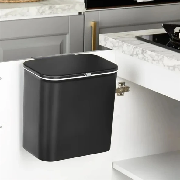 15 Litre Kapaklı Fonksiyonel Çöp Kovası Duvar Dolap Aparatlı Tezgah Üstü Mutfak Banyo Kovası - 3