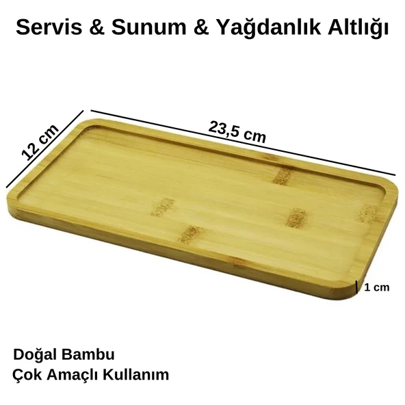 Bambu Dikdörtgen Sunum Tabağı Yağdanlık Altlığı Servis Tabağı 23 cm x 12 cm - 4
