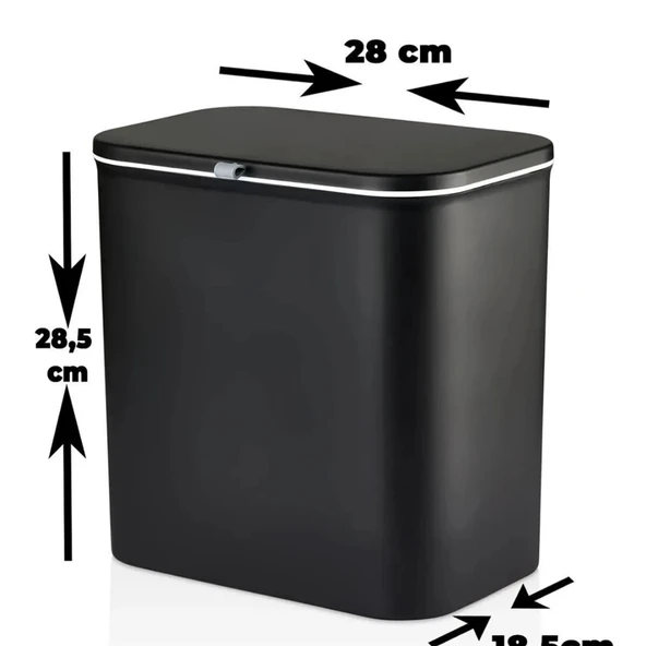 15 Litre Kapaklı Fonksiyonel Çöp Kovası Duvar Dolap Aparatlı Tezgah Üstü Mutfak Banyo Kovası - 8