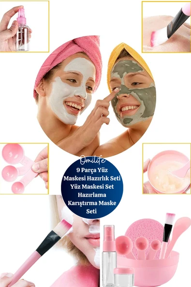 9 Parça Yüz Maskesi Hazırlık Seti Yüz Maskesi Set Hazırlama Karıştırma Maske Seti - 8