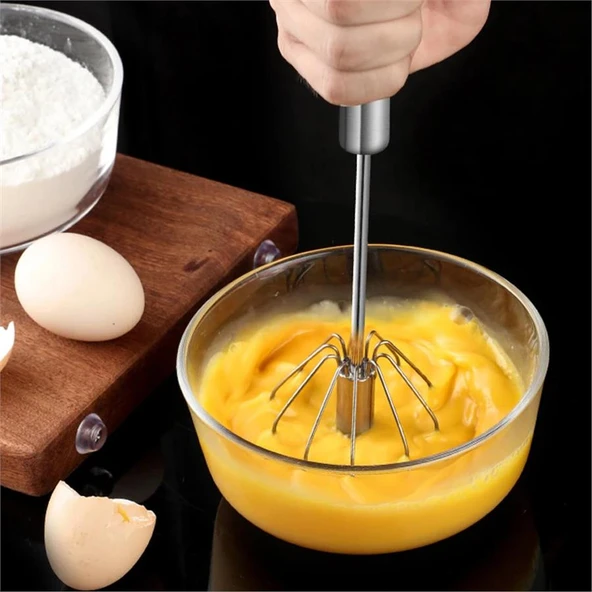 Çelik Çırpıcı Yaylı Bas Çek Mutfak Çırpıcı Yumurta Çırpıcı Pratik Karıştırıcı - 2