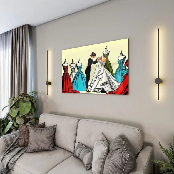 Mesleki Cam Tablo - Modacı - Yatay Motif 08-176 - Resim 4