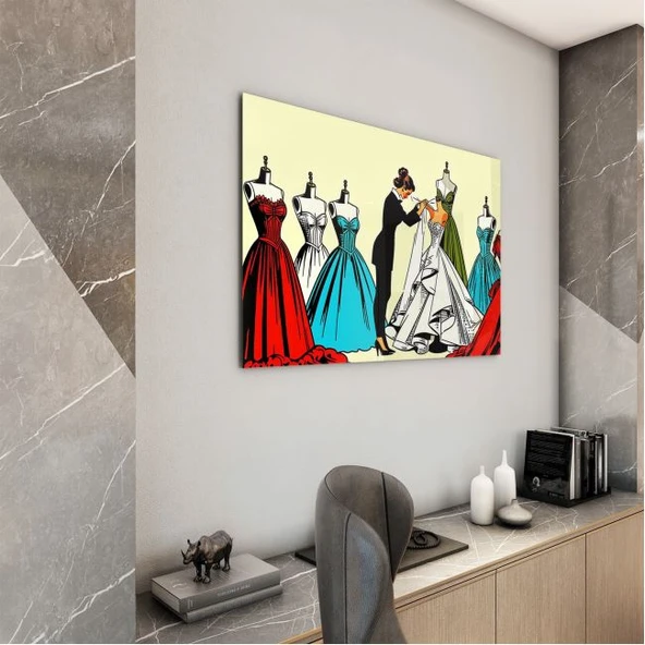 Mesleki Cam Tablo - Modacı - Yatay Motif 08-176 - Resim 3