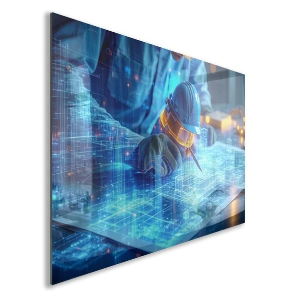 Mesleki Cam Tablo - Mühendis - Yatay Motif 09-155 - Resim 2