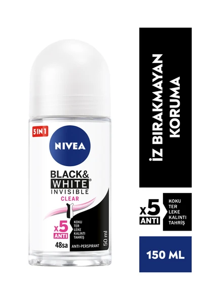 Nivea Invisible For Black & White Roll-On Clear 50 ml