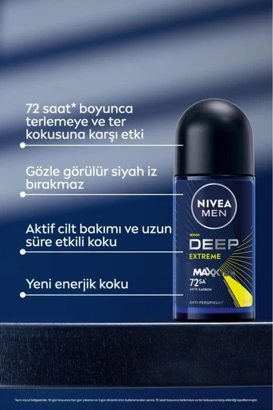 Nivea Men Deep Extreme Erkek Roll-On Deodorant 50 ml - Resim 5