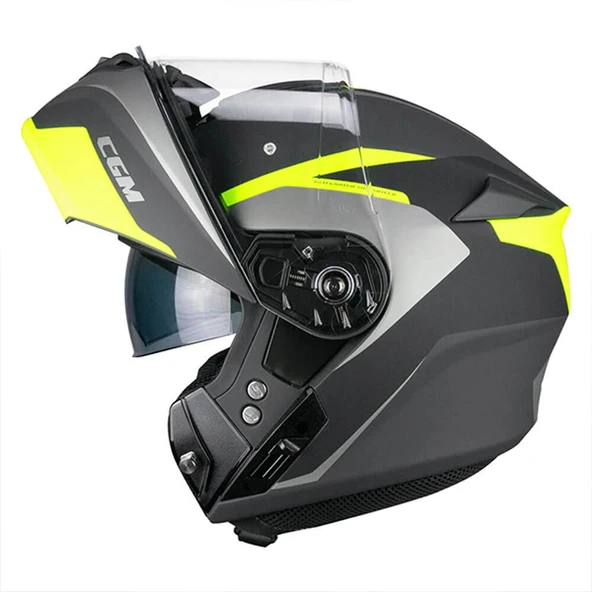 CGM 568G BER DRESDA ÇENE AÇILIR MOTOSİKLET KASKI SARI-GRİ / S - 3