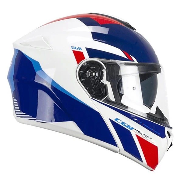 CGM 568S BER SPORT ÇENE AÇILIR MOTOSİKLET KASKI MAVİ-BEYAZ / XL
