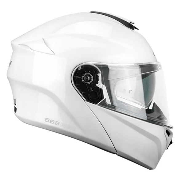 CGM 568A BER MONO ÇENE AÇILIR MOTOSİKLET KASKI BEYAZ / L