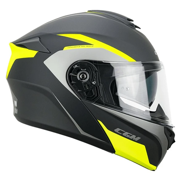 CGM 568G BER DRESDA ÇENE AÇILIR MOTOSİKLET KASKI SARI-GRİ / XL