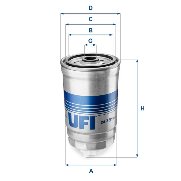 Ufi YAKIT FİLTRESİ VİDALI 145 C25 BRAVA CROMA MAREA PALIO PUNTO ASTRA F CORSA A 24.351.01 - 2