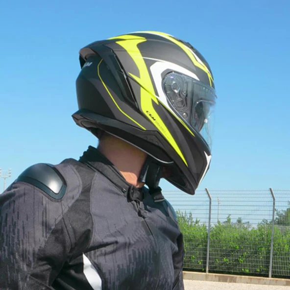 CGM 311G BLAST SPORT KAPALI KASK Mat Siyah-Sarı M - Resim 3