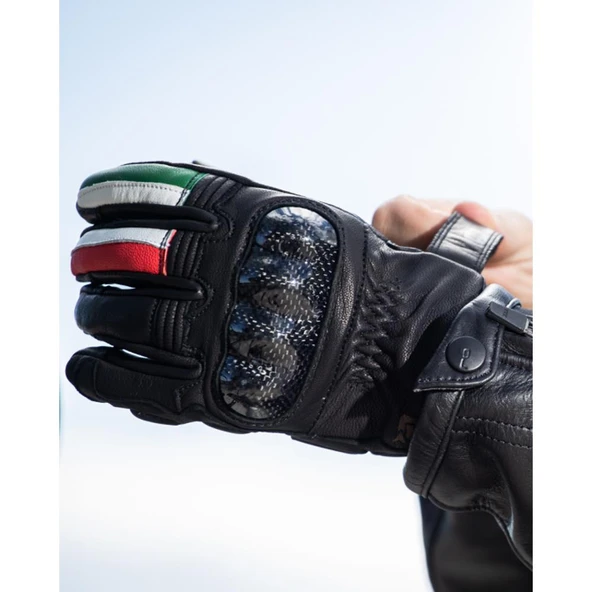 OJ FIGHTER 1.8 İTALYAN TARZI KORUMALI KISA MOTOSİKLET DERİ ELDİVEN M - Resim 2