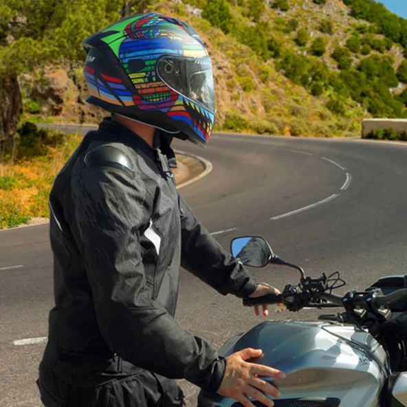 CGM 311X BLAST SKULL KAPALI KASK Gökkuşağı M - Resim 7