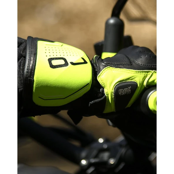 OJ SLEEK SİYAH/SARI KORUMALI UZUN RACING DERİ ELDİVEN S - Resim 4