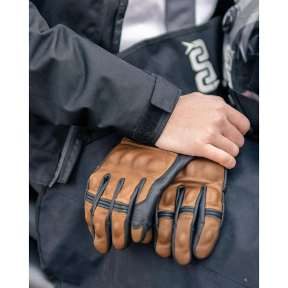 OJ RUST KAHVERENGİ KORUMALI RETRO KISA DERİ ELDİVEN S - Resim 5