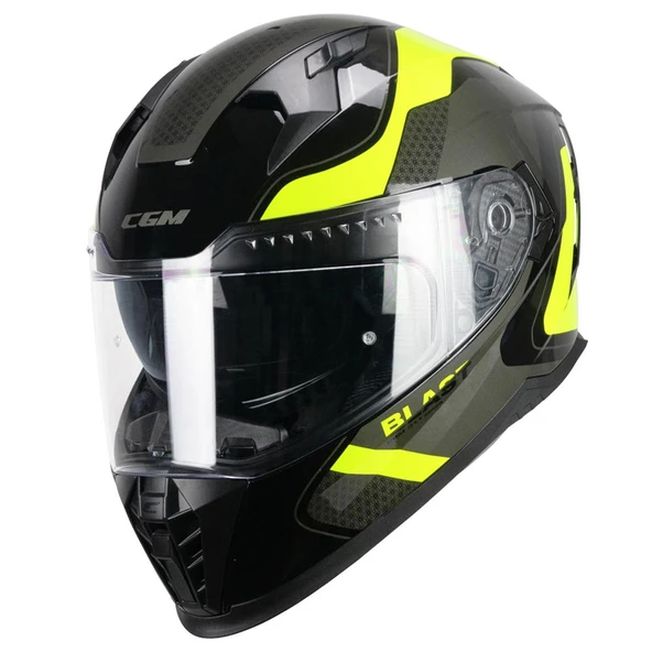 CGM 311R BLAST RACE KAPALI KASK Sarı-Siyah M - Resim 2