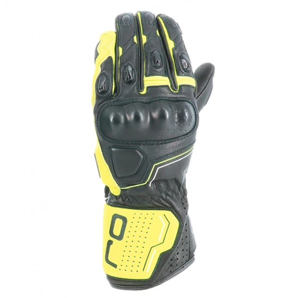 OJ SLEEK SİYAH/SARI KORUMALI UZUN RACING DERİ ELDİVEN S - Resim 2