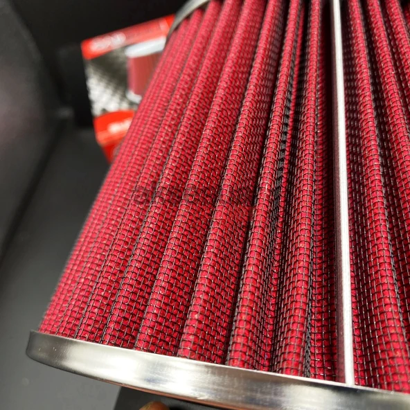 Açık Hava Filtresi Geniş Krom Başlı Kırmızı Renk - Süper Ses Yüksek Performans - 3