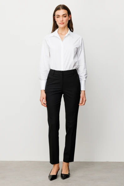 Ekol Normal Bel Dar Paça Klasik Kadın Pantolon 25YEKL04024 - 4