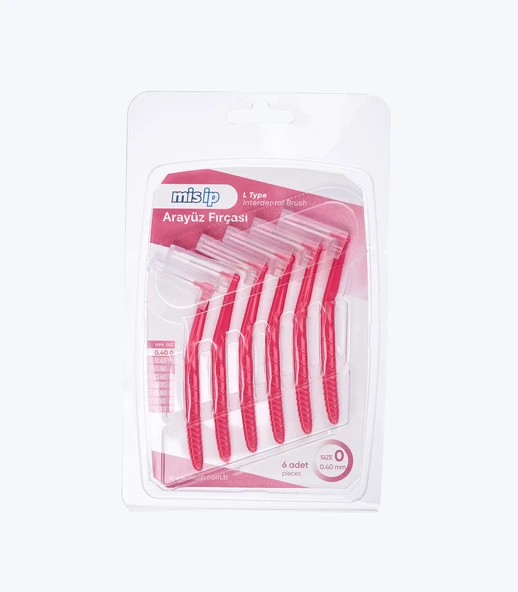 Pakdent Arayüz Fırçası L Tipi 6 Lı Pembe 0,4 Mm