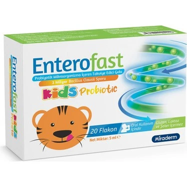 Miraderm Enterofast Kids Probiotic 20 Flakon ürün görseli
