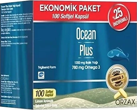 Ocean Plus Omega 3 Balık Yağı 1200 mg 100 Softjel ürün görseli