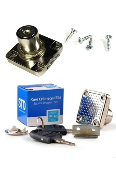 12 Adet Kutu Std Kare Çekmece Kilidi Kapak Dolap Posta Kutusu Kilit 2 Anahtarlı - 2