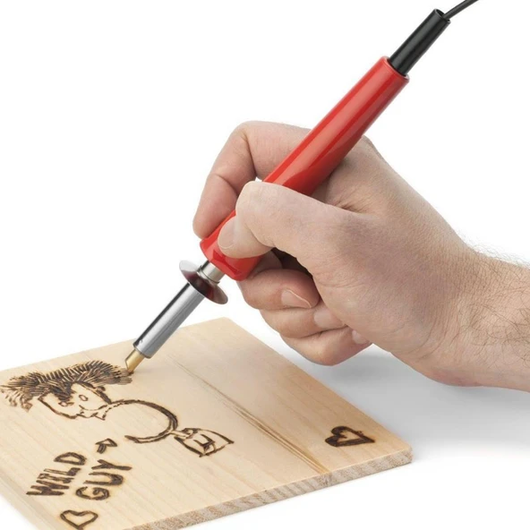 Elektrikli Ahşap Yakma Havyası Lehimi 30 W Kalem Oyma Gravür Seti Pyrography 21 Parça Metal Uç - 7