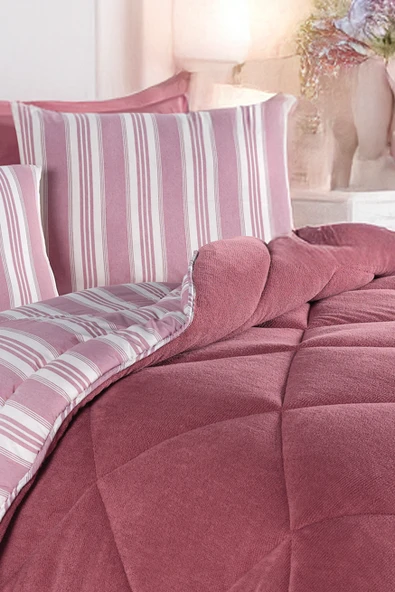 Upstyle Uyku Seti Wellsoft Yorganlı Pofuduk 3 Parça Tek Kişilik Soft Line Bordo - 3