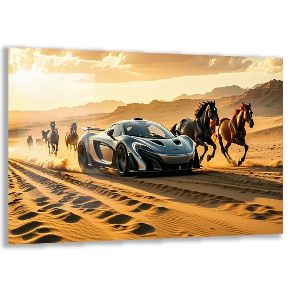 Arabalar Cam Tablo - Spor Arabalar - Yatay Motif 03-077