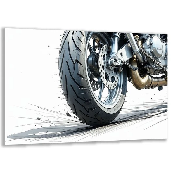 Arabalar Cam Tablo - Motosikletler - Yatay Motif 04-072