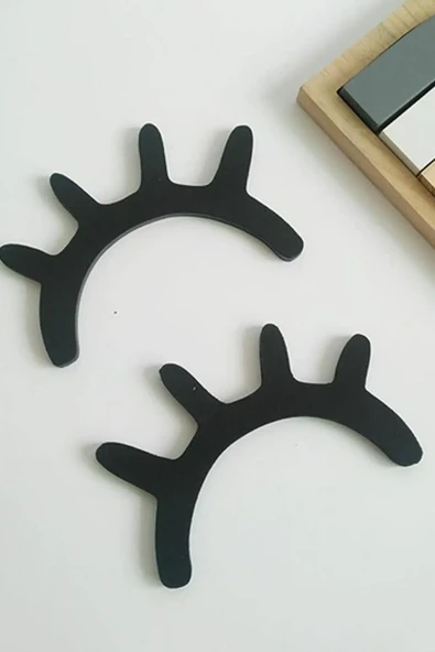 Siyah Ahşap 2'li Kirpik Duvar Dekoru Çocuk Odası İçin 45x15cm Tablo - 4