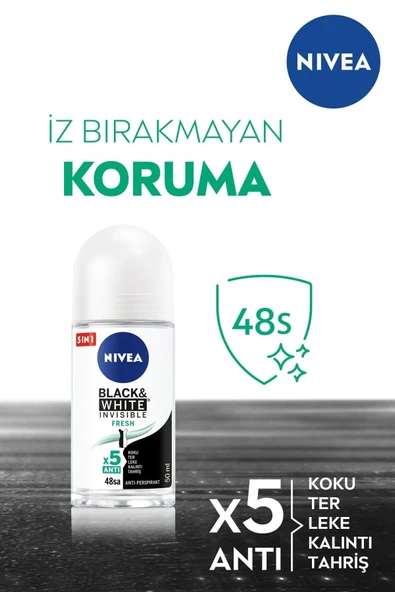Nivea Invisible For Black & White Roll- On Kadın Fresh 50 ml - Resim 2